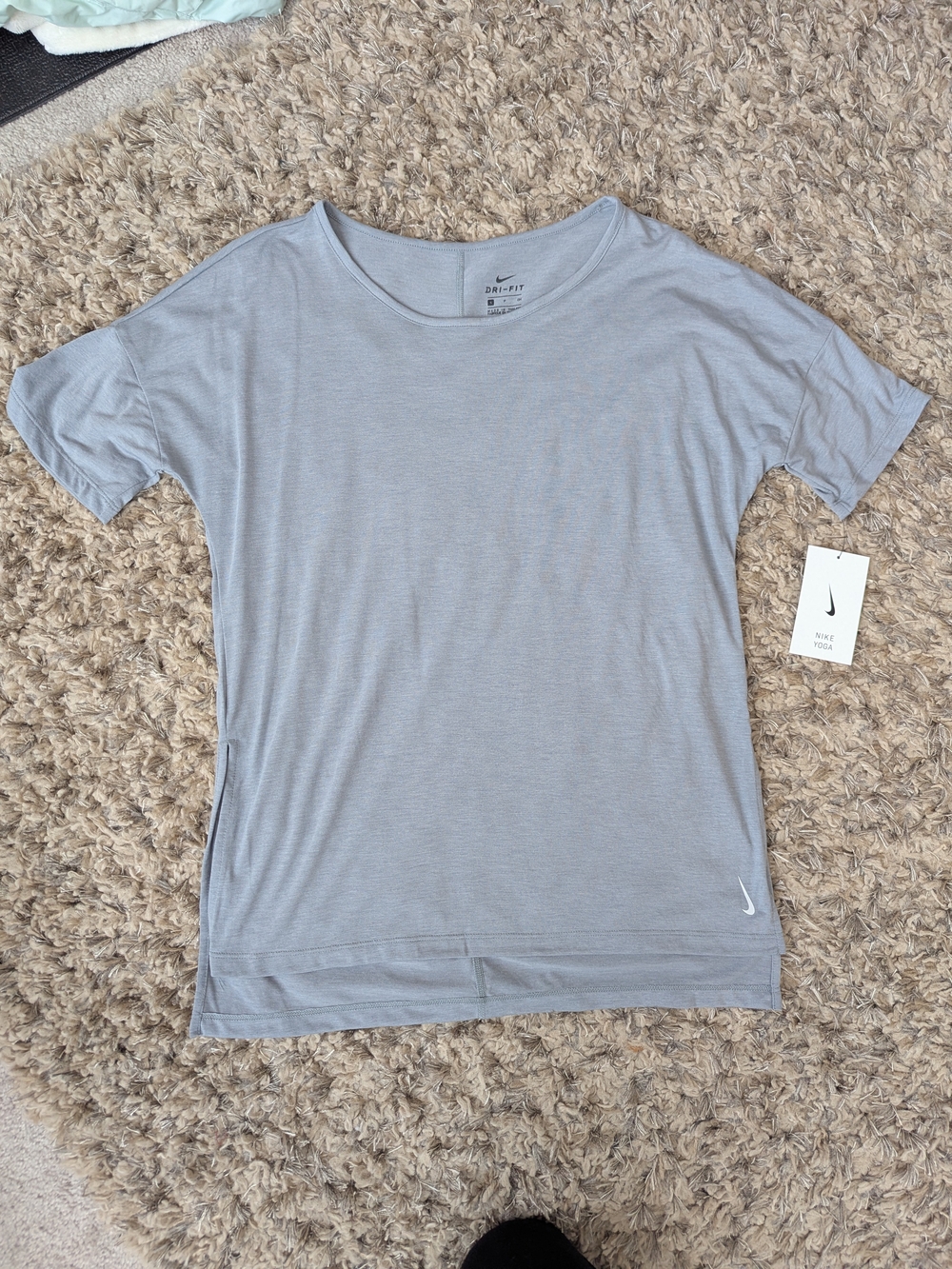 Nike Women's Light Gray Short Sleeve Dri-FIT Tee